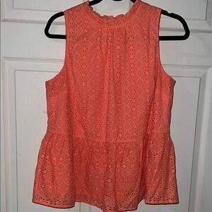LOFT Coral Eyelet Sleeveless Blouse